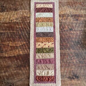 Handmade Quilted Table Runner With Fall Colors & Patchwork Design 36" X 12"